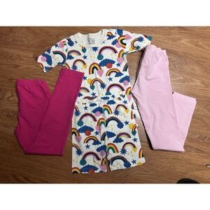 Hanna Andersson Bundle Girls Size 10 Pajamas And Leggings Rainbows Pink Hot Pink